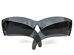 Oversized Space Futuristic Robotic Cyclops Shield Costume Party SUNGLASSES Huge Dark Gray Lens 2170