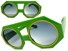 Oversized Exaggerated Vintage Retro Style SUNGLASSES Large Geometric Green Frame 1335