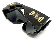 Oversized Modern Retro Wrap Shield Style SUNGLASSES Huge Super Thick Black Frame 1044