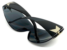 Classy Elegant Contemorary Modern Shield Wrap Style SUNGLASSES Black Frame 80473