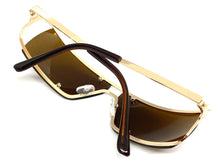 Contemporary Modern Wrap Style SUNGLASSES Gold Frame E0943