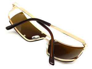 Contemporary Modern Wrap Style SUNGLASSES Gold Frame E0943