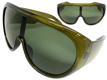 Oversized Exaggerated Modern Rerto Shield Style SUNGLASSES Large Olive Green Frame 68246