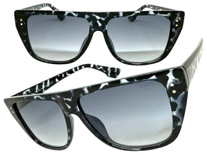 Classic Vintage Retro Style SUNGLASSES Square Gray Tortoise Frame - Light Gradient Tint 1876