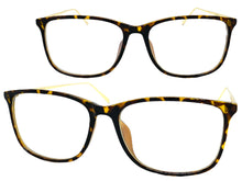 Classic Vintage Retro Style Clear Lens EYEGLASSES Square Tortoise & Gold Frame IT097