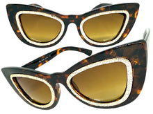 Exaggerated Classic Vintage Retro Cat Eye Style SUNGLASSES Funky Tortoise Frame 1639
