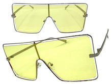 Oversized Futuristic Modern Retro Shield Style SUNGLASSES Large Silver  Frame 96177