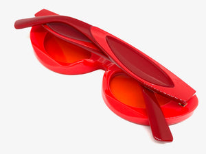 Contemporary Modern Retro Raver Party SUNGLASSES Funky Red Frame 2123