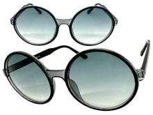 Oversized Exaggerated Vintage Retro Style SUNGLASSES Round Black Frame - Blue Lens 1734
