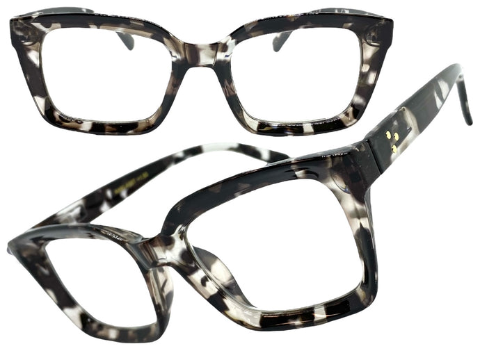 Classic Vintage Retro Style READING GLASSES READERS Gray Tortoise Frame Lens Strength +2.75