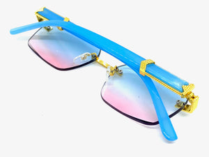 Men's Classy Elegant Luxury Retro Hip Hop Style SUNGLASSES Gold Rimless Frame 7522