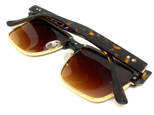 Classy Elegant Sophisticated Luxury Style SUNGLASSES Square Tortoise & Gold Frame 6462