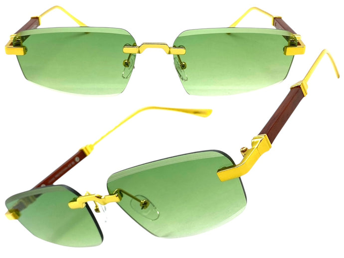 Classy Elegant Luxury Modern Style SUNGLASSES Rimless Gold Frame 5335