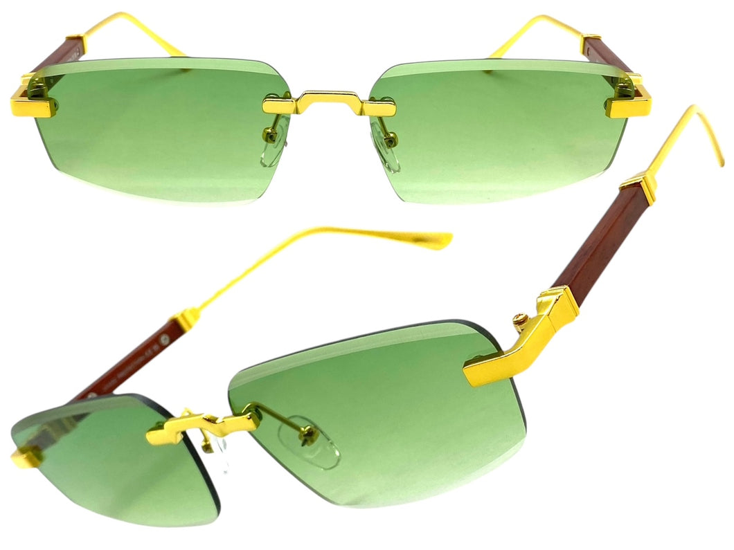 Classy Elegant Luxury Modern Style SUNGLASSES Rimless Gold Frame 5335