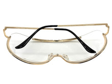 Oversized Modern Retro Shield Style Party Raver SUNGLASSES Large Gold Frame AB303
