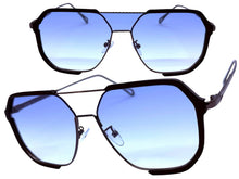 Classy Trendy Bold Modern Retro Shield Style SUNGLASSES Black Frame - Light Blue Lens 5399