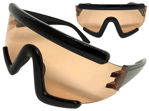 Oversized Exaggerated Modern Rerto Shield Style SUNGLASSES Large Black Frame 63290