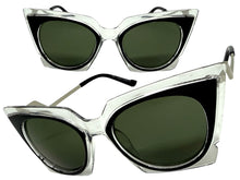 Classic Vintage Retro Cat Eye Style SUNGLASSES Funky Clear & Black Frame 1720