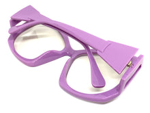 Oversized Exaggerated Vintage Retro Style Clear Lens EYEGLASSES Large Purple Frame E2019