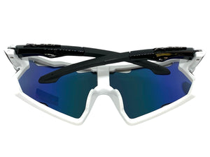 Oversized Retro Sporty Wrap Around Style SUNGLASSES Large Black & White Frame 3693