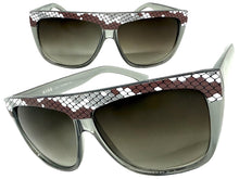 Oversized Classic Vintage Retro Style SUNGLASSES Large Gray Snakeskin Frame 1201