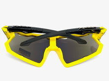 Oversized Retro Sporty Wrap Around Style SUNGLASSES Large Black & Yellow Frame 3693