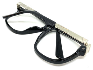 Classic Vintage Retro Hip Hop Rapper Style Clear Lens EYEGLASSES Black & Silver Frame 8529