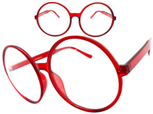 Oversized Vintage Retro Style Clear Lens EYEGLASSES X-Large Round Red Frame 1734