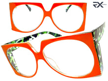 Oversized Vintage Retro Style Clear Lens EYEGLASSES Large Square Orange Frame 5693