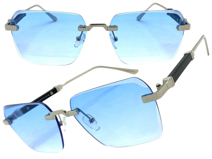 Classy Elegant Luxury Modern Style SUNGLASSES Rimless Silver Frame 5331