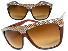 Oversized Classic Vintage Retro Style SUNGLASSES Large Brown Snakeskin Frame 1201