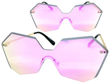 Sleek Modern Retro Shield Style SUNGLASSES Gold Rimless Frame 7756