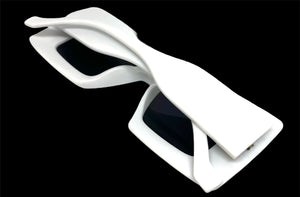 Exaggerated Vintage Retro Style SUNGLASSES Thick Square White Frame 80590