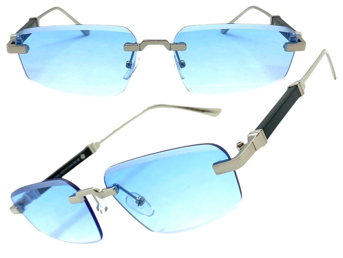 Classy Elegant Luxury Modern Style SUNGLASSES Rimless Silver Frame 5335