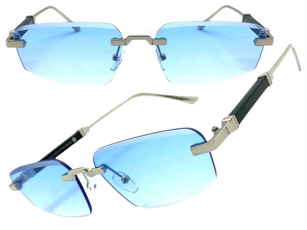 Classy Elegant Luxury Modern Style SUNGLASSES Rimless Silver Frame 5335