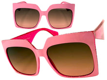 Oversized Exaggerated Vintage Retro Style SUNGLASSES X-Large Square Pink Frame 49308