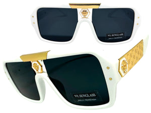 Classic Hardcore Biker Gangster Hip Hop Style SUNGLASSES White Frame Dark Lens 5468