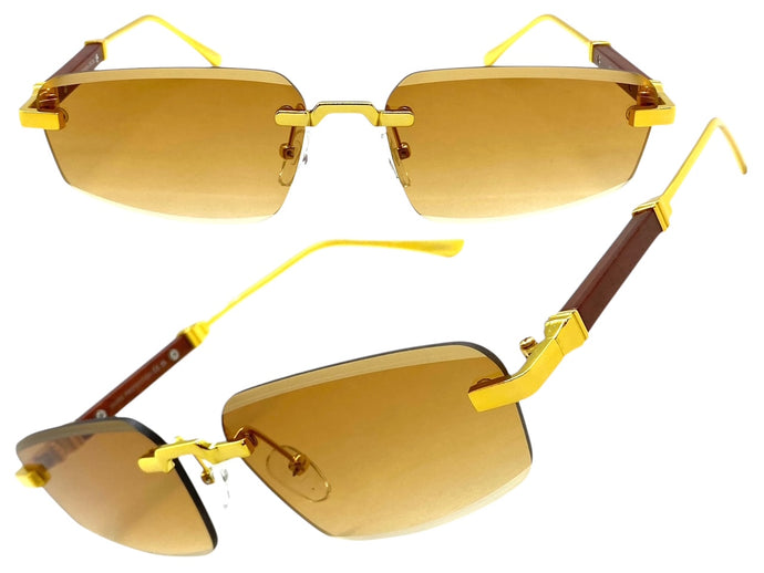 Classy Elegant Luxury Modern Style SUNGLASSES Rimless Gold Frame 5335