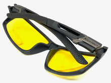 Sporty Wrap Around Blue Light Night Driving HD Lens SUNGLASSES Black Frame 3503