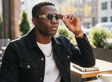 Classic Vintage Retro Luxury Hip Hop Rapper Style SUNGLASSES Oval Gold Frame - Gray Lens 27736