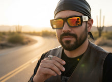 Classic Hardcore Biker Gangster Style LOCS SUNGLASSES X-Large Thick Black Frame - Gold Lens 91321