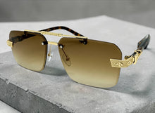 Classy Elegant Luxury Hip Hop Rapper Style SUNGLASSES Gold & Tortoise Frame - Gold Cross & Fleur De Lis 27774