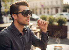 Classic Vintage Retro Style SUNGLASSES Black & Gold Frame - Gray Gradient Lens 3093