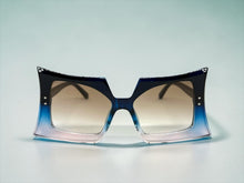 Oversized Exaggerated Vintage Retro Style SUNGLASSES Large Blue & Pink Frame 1091