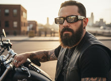Classic Hardcore Biker Gangster Style LOCS SUNGLASSES Large Thick Black Frame - Silver Lens 91320