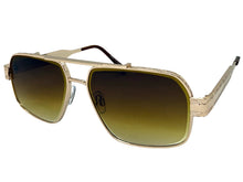 Classic Vintage Retro Luxury Hip Hop Rapper Style SUNGLASSES Square Rose Gold Frame - Honey Lens E2206