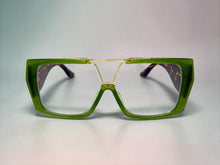 Oversized Classic Vintage Retro Shield Style Clear Lens EYEGLASSES Large Green Frame 3130