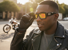 Classic Hardcore Biker Gangster Style LOCS SUNGLASSES X-Large Thick Black Frame - Gold Lens 91321