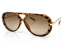 Classy Elegant Vintage Retro Aviator Style SUNGLASSES Large Tortoise & Gold Frame 2888