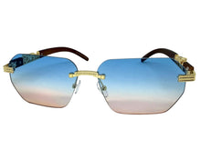 Classy Elegant Luxury Hip Hop Rapper Style SUNGLASSES Gold & Faux Wooden Frame - Multicolor Lens 27804